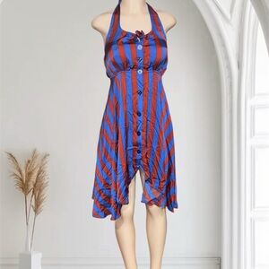 Forever 21 Striped Halter Dress in Blue and Red